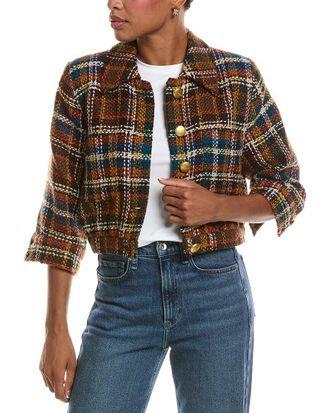 L'agence LAgence Jia Crop 3/4 Sleeve Wool-Blend Jacket