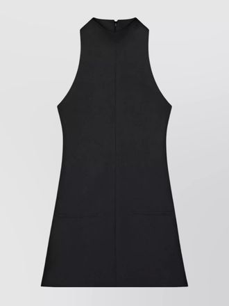 Courr&egrave;ges twill sleeveless mock neck mini dress