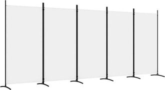 vidaXL 5-Panel Room Divider White 433x180 cm Fabric Vidaxl