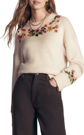 Boden Ella Embroidered Sweater in Ivory/embroidery at Nordstrom, Size X-Large