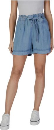 b.young Blauwe Denim Paperbag Shorts met Strikceintuur - Dames - Denim shorts - Blauw - XS - Denim - Korte Broeken
