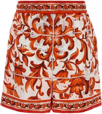 Dolce & Gabbana Womens Twill Maiolica Arancione Nero Short