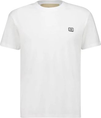 Valentino Garavani Katoenen Jersey T-shirt met korte mouwen en VLogo Patch - Heren - T-shirts - Beige - 2XL - Katoen - Tops