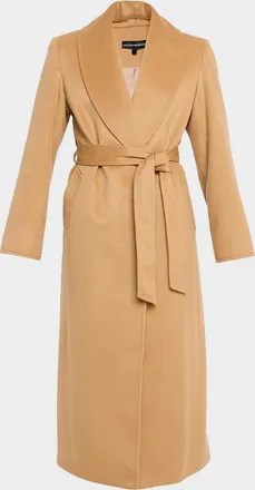 Sofiacashmere Cashmere Belted Wrap Coat with Pick-Stitched Detail