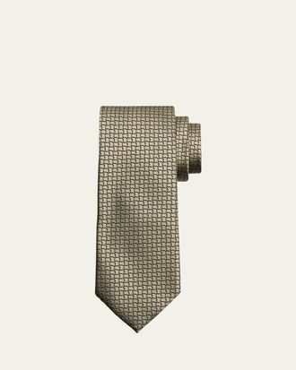 Ermenegildo Zegna Mens Geometric Net Silk Tie