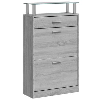 vidaXL Vidaxl - Mueble Zapatero Madera Contrachapada Gris Sonoma 63x24x104 Cm