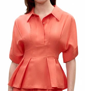 Rebecca Taylor Lena Shine Blouse In Coral