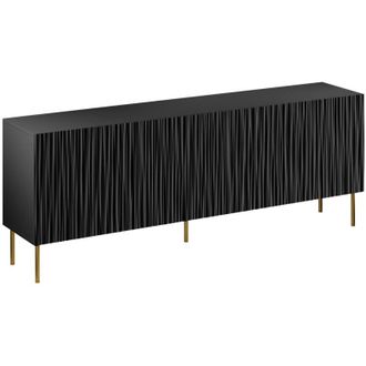 Mirjan24 Aparador Lorelbo 101, Negro + Dorado, 75x190cm, N&uacute;mero De Puertas: 041cm, Mdf, Aglomerado Laminado