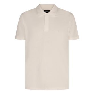 Emporio Armani Katoenen poloshirt met geribbelde randen - Heren - Polos - Wit - S - Katoen - Tops