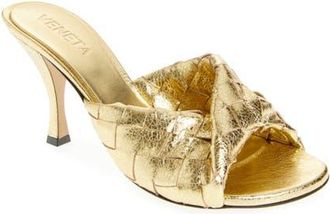 Bottega Veneta Blink Intrecciato Sandal in Gold at Nordstrom, Size 6.5Us