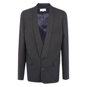 Maison Margiela Minimal Collar Wool Blazer - Heren - Pakken - Bruin - Maat: M Wol