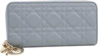 Dior Blue Leather Long Wallet (Bi-Fold) (Pre-Owned)