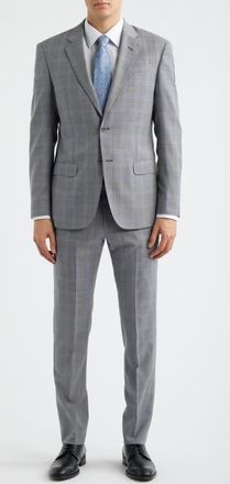 Emporio Armani Light Grey Plaid Virgin Wool Suit in Solid Light/Pastel Grey at Nordstrom, Size 38 Us