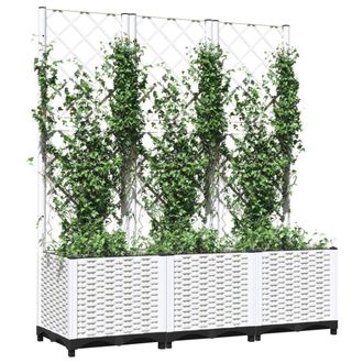 Berkfield Home Garden Planter with Trellis White 120x40x136 cm PP | Size: 120 x 40 x 136 cm