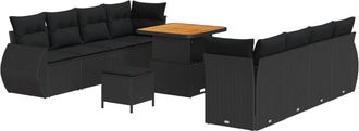 vidaXL Garden Sofa Set with Storage 11 pcs Black Poly rattan vidaXL