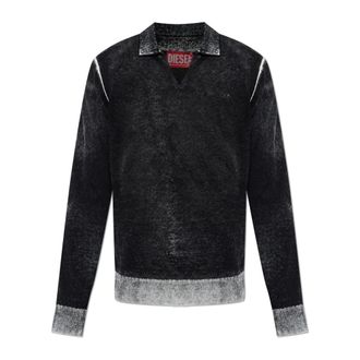 Diesel V-neck Knitwear, male, Black, Size: XL K-Lawrence Polo