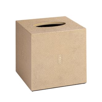 Posh Trading Company Chelsea Square Tissue Box - Faux Shagreen Natural in Beige