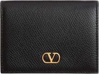 Valentino Garavani VLogo Signature Grainy Calfskin Portemonnee - Dames - Portefeuilles - Zwart - ONE Size - Leer - Accessoires