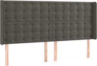 vidaXL Cabecero Con Led De Terciopelo Gris Oscuro 163x16x118/128 Cm Vidaxl