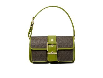 Michael Kors Colby Medium Shoulder Womens Handbags Meadow Green, Leather/Polyester