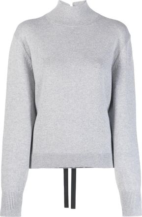 Fendi tied-back knitted pullover - women - Elastane/Polyamide/Cashmere/Wool - 40 - Grey