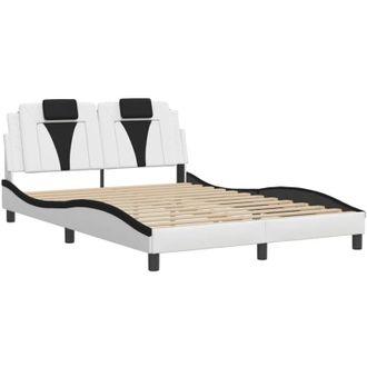 vidaXL Vidaxl - Estructura Cama Cabecero Cuero Sint&eacute;tico Blanco Negro 120x200cm