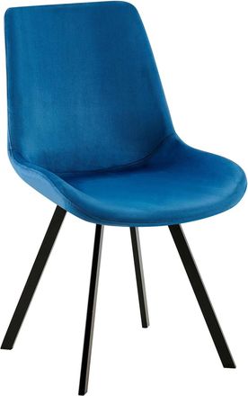 Clp Silla de comedor con reposapi&eacute;s en terciopelo azul oscuro