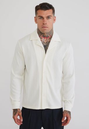 Siksilk Camisa Texturizada de Manga Larga en Crudo para Hombre XXL