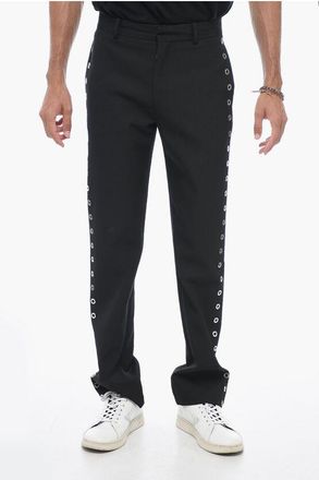 Off-white Slim-Fit Trousers With Eyelet Detail size 50