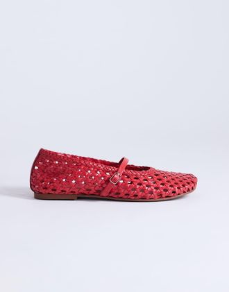 Topshop Bobbi - Ballerine in pelle intrecciata rosse-Rosso