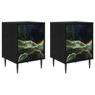 vidaXL Mesa De Noche Wijhe 2 Uds. Roble Negro 36 X 33 X 51 Cm Vidaxl