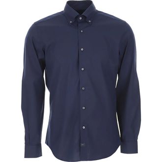 Fay Formal Shirt - Heren - Zakelijke Overhemden - Blauw - 4XL - Katoen - Overhemden