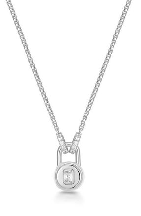 Ania Haie Cubic Zirconia Lock Pendant Necklace in Silver at Nordstrom