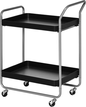 HOMCOM Carrello da Cucina a 2 Livelli con Ruote e Maniglie Nero - Homcom