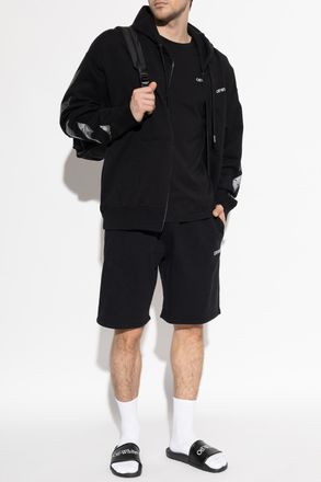 Off-white Shorts With Printed Logo, Mens, Black