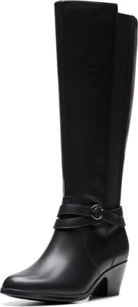 Clarks Womens Emily2 Dream Knee High Boot, Black Leather, 7.5 UK