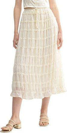 Lush Ruffle Tiered Midi Skirt in Cream at Nordstrom Rack, Size X-Small
