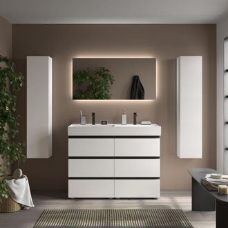 Cygnus Bath Mueble De Ba&ntilde;o Bequia Metal 3c 120cm Blanco Mate Lavabo Veneto Porcelana