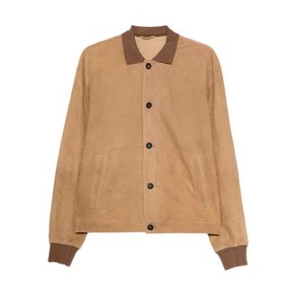 Corneliani Bomber Jackets, male, Beige, Size: 2XL Button Lambskin Jacket