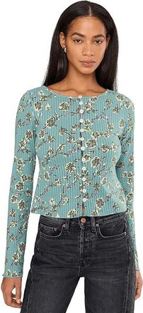 Free People Tilly Long Sleeve - Print Womens Clothing Mineral Blue Combo : SM (Womens 4-6), Cotton