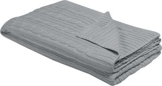 Beliani Manta De Algod&oacute;n Gris Claro 110 X 180 Cm Para Cama Sof&aacute; Sill&oacute;n Estilo Boho Anamur