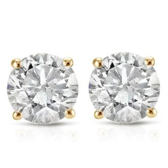Pompeii3 1/2Ct Round Diamond Studs Earrings in 14K White Or Yellow Gold Basket Setting