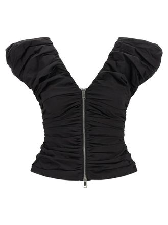 Ganni Black Ruched Top