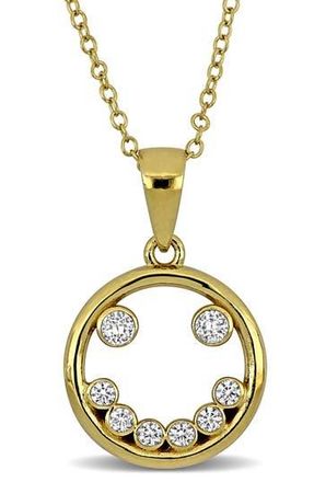 Delmar Cubic Zirconia Smile Pendant Necklace in Gold at Nordstrom Rack