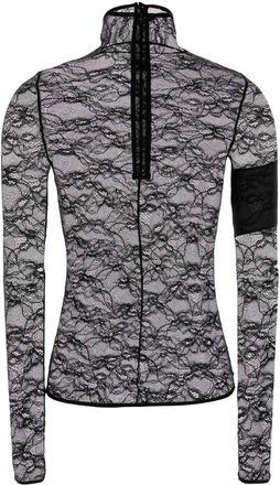 Courr&egrave;ges Womens Black Stretch Lace Top Exterior: Nylon Elastane Maglie Sweater