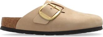 Birkenstock Boston Big Buckle Slides - Dames - Slip ons - Beige - 38 EU - Leer - Schoenen