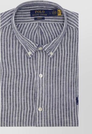 Ralph Lauren striped linen shirt button down collar slim
