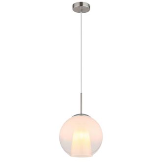 Netlighting Barry 25cm Dome Pendant Nickel Matt Ball Opal Glass Shade 1x E27 in Grey