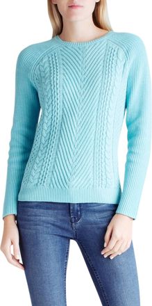 Kensie Yarn Long Sleeve Sweater In Aqua