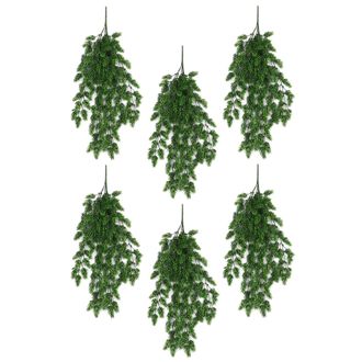 Leaf Artificial Hanging Trailing Plant UV Fire Resistant Fern 128cm Pack of 6 in Green